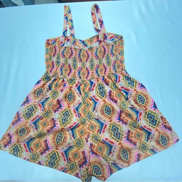 NEW! Band Of Gypsies Romper Large Rainbow Psychedelic Boho Adjustable Straps - Picture 11 of 16